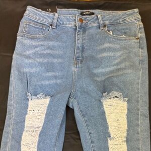 American Bazi Los Angeles Ripped Blue Denim Jeans size 13 new blue jeans stretch